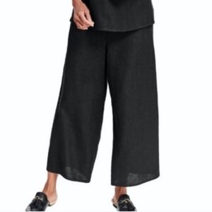 FLAX 100% Linen Light Blue Wide Leg Pants, sz Large High Rise